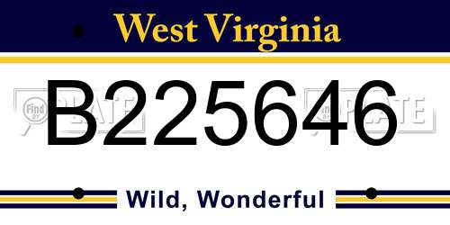B225646 West Virginia License Plate