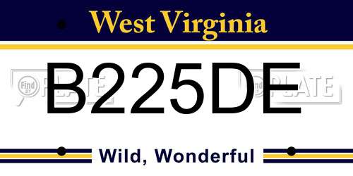 B225DE West Virginia License Plate