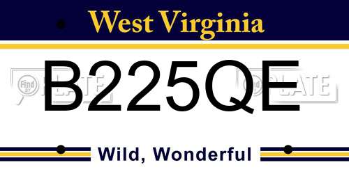 B225QE West Virginia License Plate