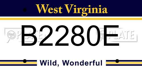 B2280E West Virginia License Plate