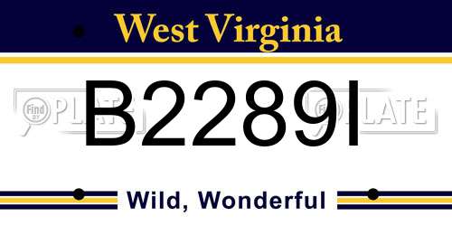 B2289I West Virginia License Plate