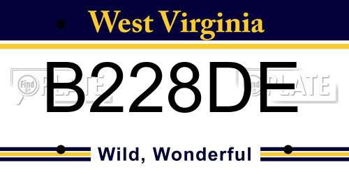 B228DE West Virginia License Plate