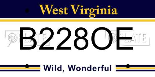 B228OE West Virginia License Plate