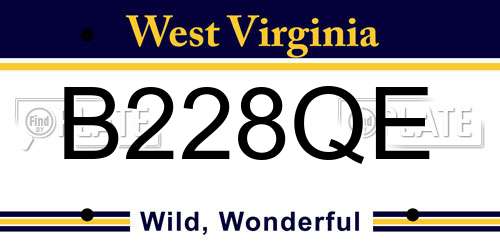 B228QE West Virginia License Plate