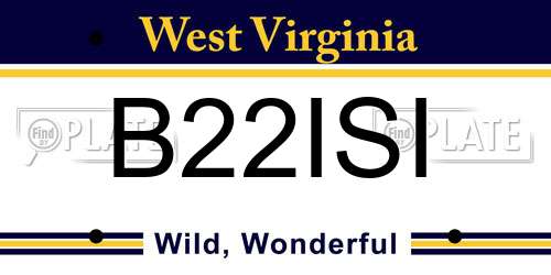 B22ISI West Virginia License Plate