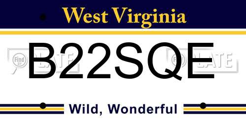 B22SQE West Virginia License Plate