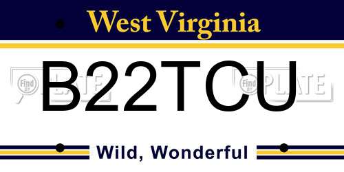B22TCU West Virginia License Plate