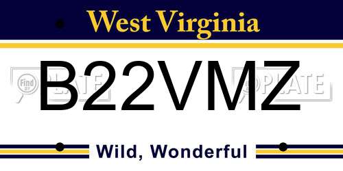 B22VMZ West Virginia License Plate