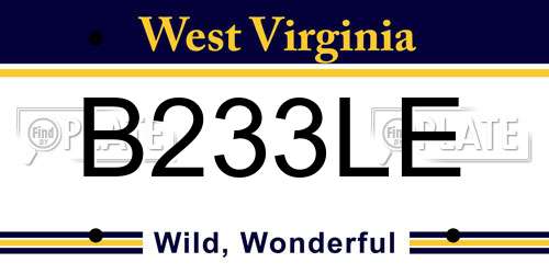B233LE West Virginia License Plate
