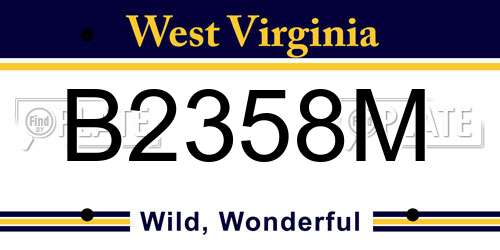 B2358M West Virginia License Plate