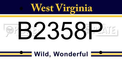 B2358P West Virginia License Plate