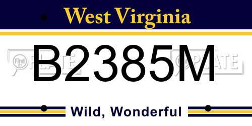 B2385M West Virginia License Plate