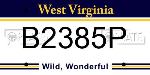 B2385P West Virginia License Plate