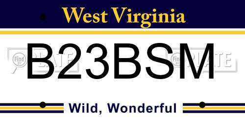B23BSM West Virginia License Plate