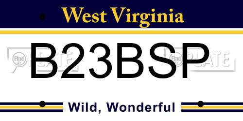 B23BSP West Virginia License Plate