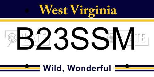 B23SSM West Virginia License Plate