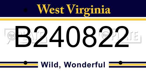 B240822 West Virginia License Plate