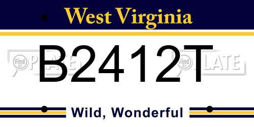 B2412T West Virginia License Plate