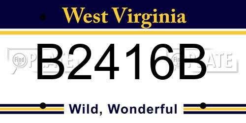 B2416B West Virginia License Plate