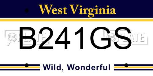 B241GS West Virginia License Plate