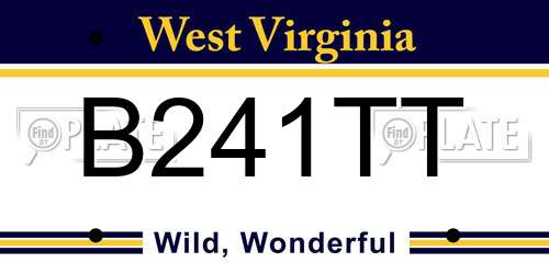 B241TT West Virginia License Plate