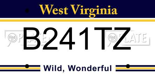 B241TZ West Virginia License Plate