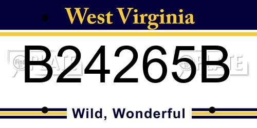 B24265B West Virginia License Plate