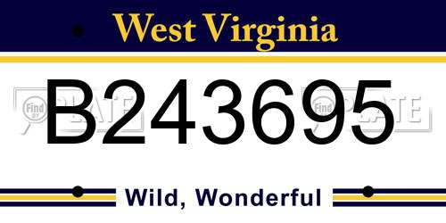 B243695 West Virginia License Plate