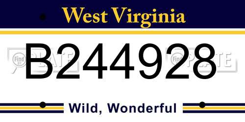 B244928 West Virginia License Plate
