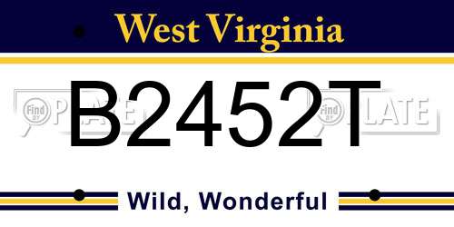 B2452T West Virginia License Plate