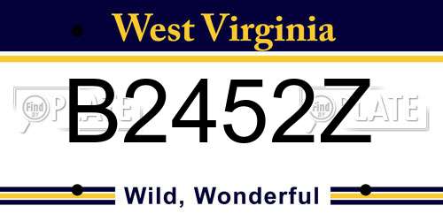 B2452Z West Virginia License Plate