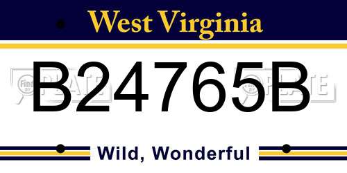 B24765B West Virginia License Plate