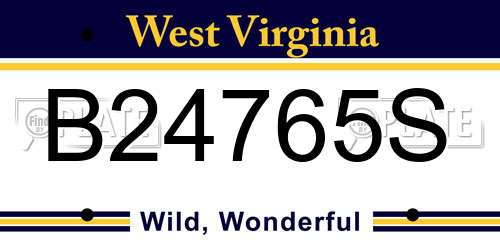 B24765S West Virginia License Plate