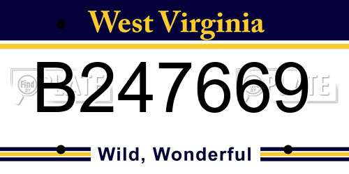 B247669 West Virginia License Plate