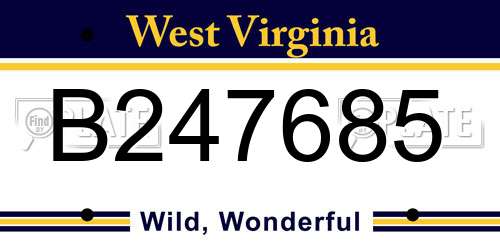 B247685 West Virginia License Plate
