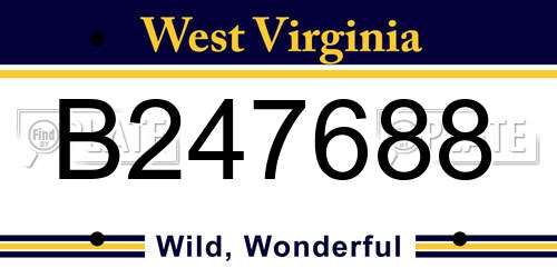 B247688 West Virginia License Plate