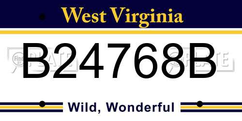 B24768B West Virginia License Plate