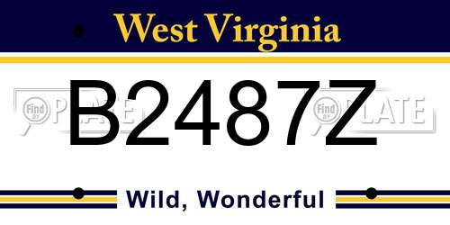 B2487Z West Virginia License Plate