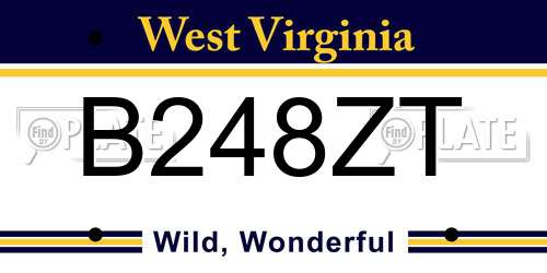 B248ZT West Virginia License Plate