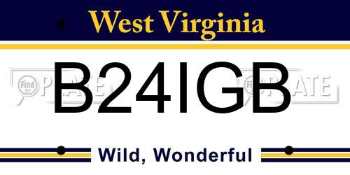 B24IGB West Virginia License Plate