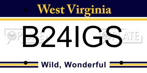 B24IGS West Virginia License Plate