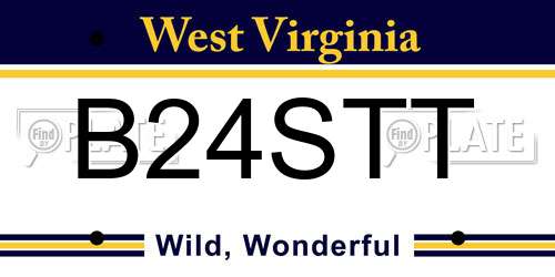 B24STT West Virginia License Plate