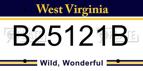 B25121B West Virginia License Plate