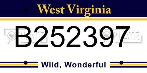 B252397 West Virginia License Plate