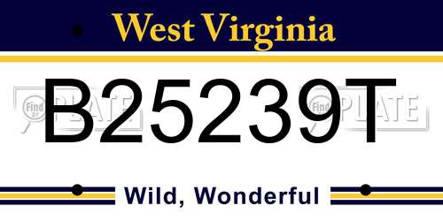 B25239T West Virginia License Plate