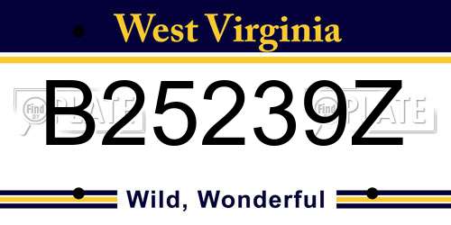 B25239Z West Virginia License Plate