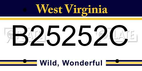 B25252C West Virginia License Plate