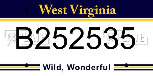 B252535 West Virginia License Plate