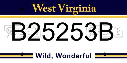 B25253B West Virginia License Plate