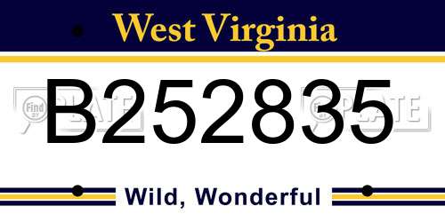 B252835 West Virginia License Plate